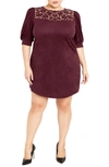 City Chic Whitney Cutout Faux Suede Dress In Ruby