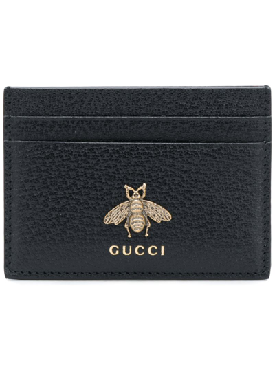 Gucci Animalier Leather Card Case In Black