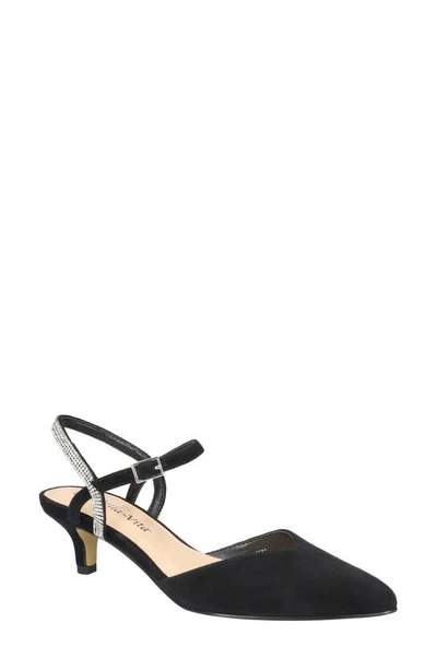 Bella Vita Katriana Pointed Toe Pump In Black Suede Leather