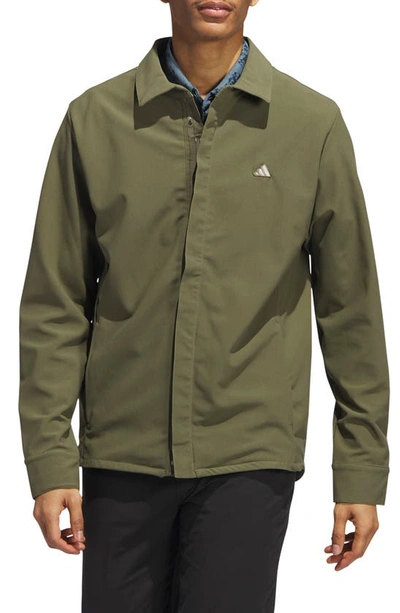 Adidas Golf Go-to Water Repellent Shirt Jacket In Olive Strata