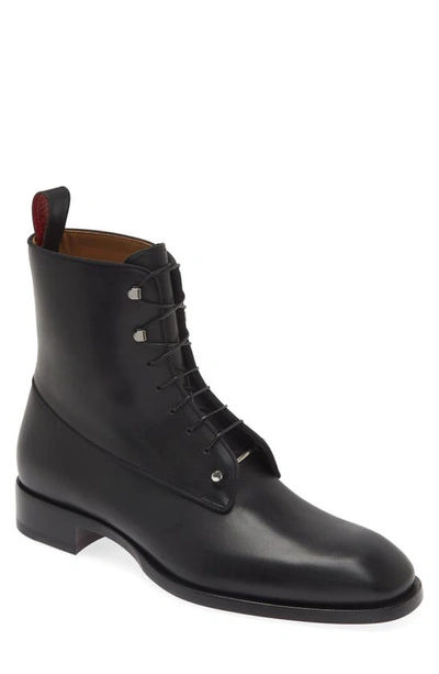 Christian Louboutin Chambeliboot Flat Piercing Detail Boot In Bk01-black