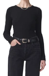 Citizens Of Humanity Adeline Rib Long Sleeve Top In Black