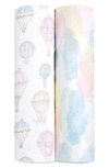 Aden + Anais Assorted 2-pack Organic Cotton Muslin Swaddling Cloths In Above The Clouds Pink