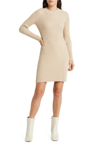 Rails Gillian Long Sleeve Organic Cotton Blend Rib Sweater Dress In Sable