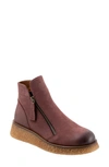 Bueno Phoenix Zip Bootie In Dark Wine Nubuck