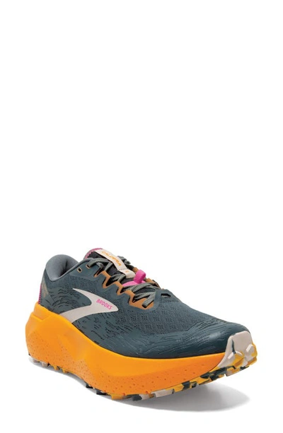 Brooks Caldera 6 Trail Running Shoe In Slate/ Cheddar/ Silver Grey