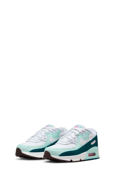 Nike Kids' Air Max 90 Ltr Sneaker In White/ White/ Jade/ Geode Teal