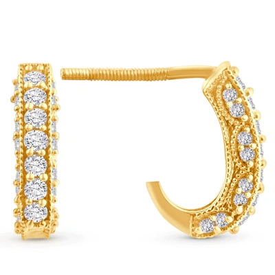 Pompeii3 1/2ct Vintage Pave Hoops Womens Earrings 14k Yellow Gold In Multi