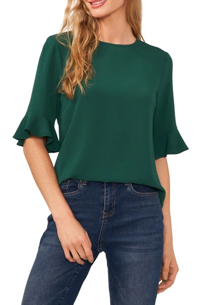 Cece Ruffle Cuff Blouse In Alpine Green