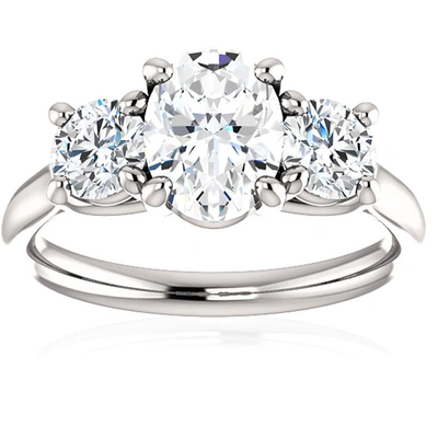 Pompeii3 1 3/4 Ct Moissanite & Lab Grown Diamond 3 Stone Engagement Ring 10k White Gold In Multi