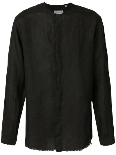 Costumein Collarless Long-sleeve Shirt In Black