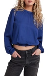 Bella Dahl Shirred Satin Bubble Top In Midnight C