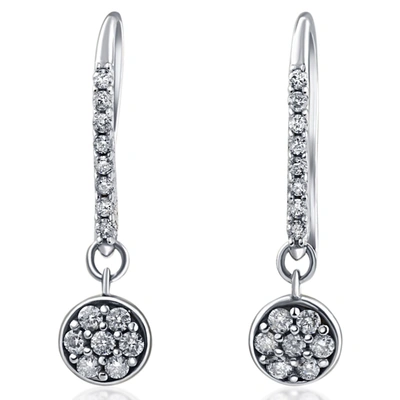 Pompeii3 Vs 3/8ct Diamond Hoops Pave Dangle Earrings 18k White Gold 1" Tall In Multi