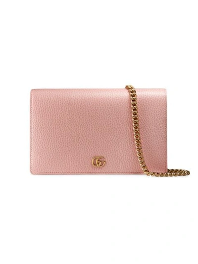 Gucci Gg Marmont Leather Mini Chain Bag - Pink