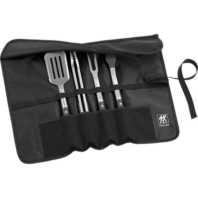 Zwilling Bbq+ 5-pc Stainless Steel Grill Tool Set In Black