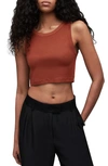 Allsaints Rina Rib Crop Tank In Rust Brown