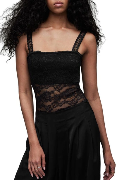 Allsaints Charlie Sleeveless Lace Bodysuit In Black