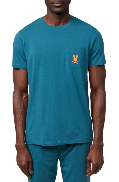Psycho Bunny Bunny Logo Embroidered Pocket Pima Cotton Lounge T-shirt In Gulf Coast