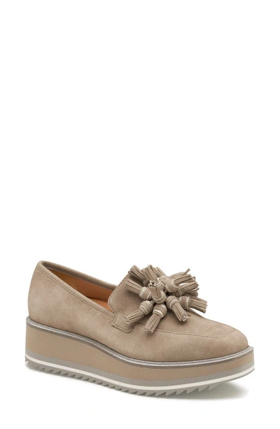 Johnston & Murphy Gracelyn Tassel Loafer In Taupe Suede