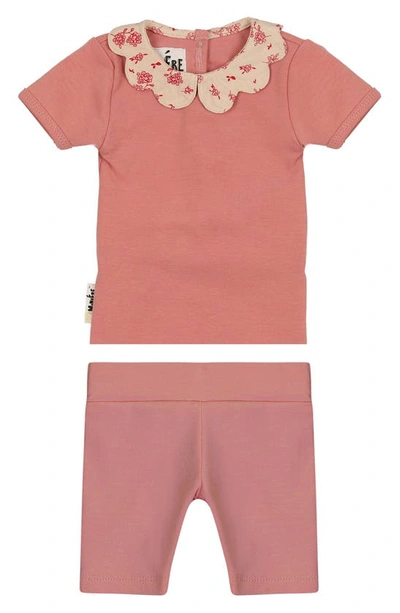 Maniere Manière Cotton Blend Top & Shorts Set In Rose