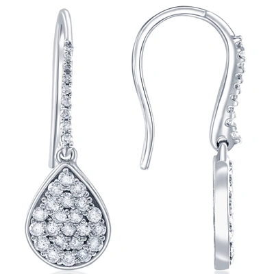 Pompeii3 Vs 1 1/8ct Diamond Hoops Dangle Pear Shape Earrings 18k White Gold 1 1/4" Tall In Multi