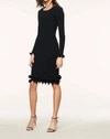 Milly Wired Edge Long Sleeve Ribbed Fitted Bodycon Dress In Black