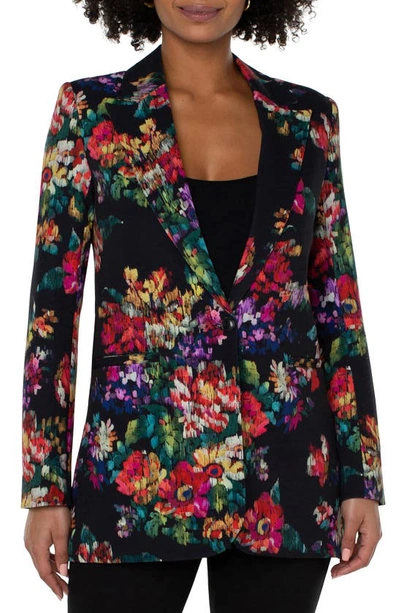 Liverpool Los Angeles Floral One-button Stretch Blazer In Bouquet Floral