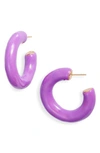 Shymi Large Enamel Tube Hoop Earrings In Purple