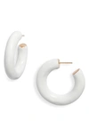 Shymi Large Enamel Tube Hoop Earrings In White