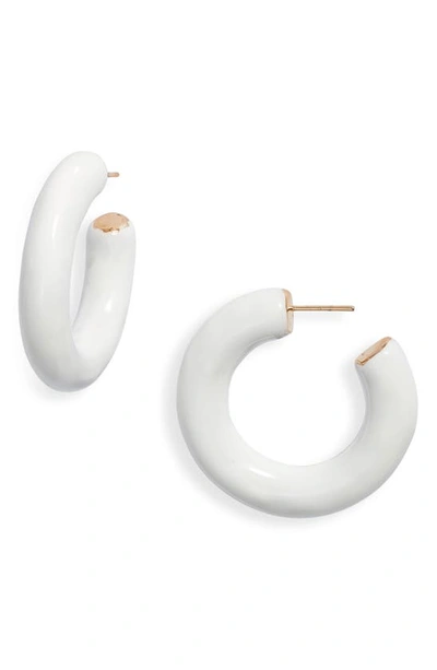 Shymi Large Enamel Tube Hoop Earrings In White