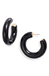 Shymi Large Enamel Tube Hoop Earrings In Black