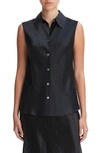 Vince Silk Button-up Blouse In Black