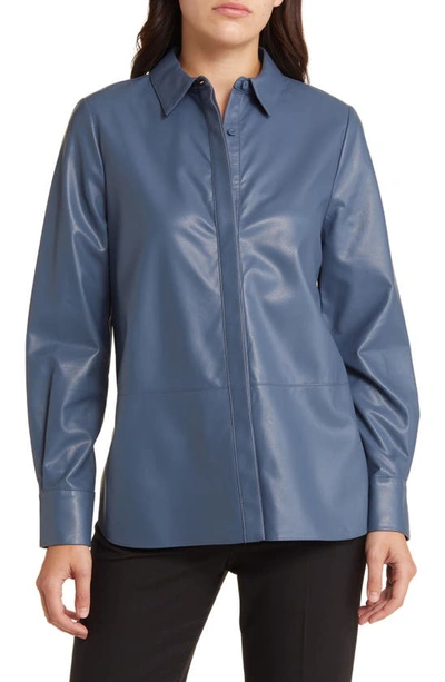 Kobi Halperin Lilianne Faux Leather Shirt In Slate