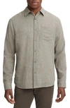 Vince Double Face Cotton Button-up Shirt In Heather Limestone
