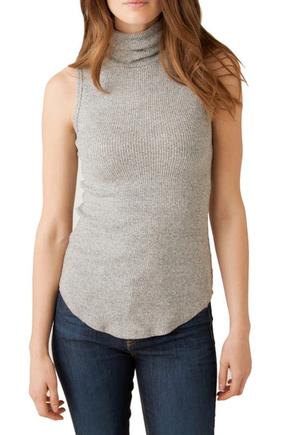 Fifteen Twenty Turtleneck Sleeveless Ribbed Sweater In Grey