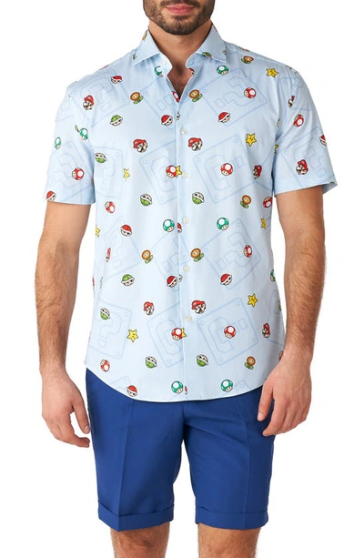 Opposuits Men's Short-sleeve Super Mario Icons Graphic Shirt In Blue