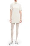Theory Mock Neck Crepe Dress In Rice