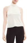 Theory Roll Neck Recycled Polyester Halter Top In Ivory