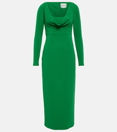 Roland Mouret Cowl Neck Cady Midi Dress In Green