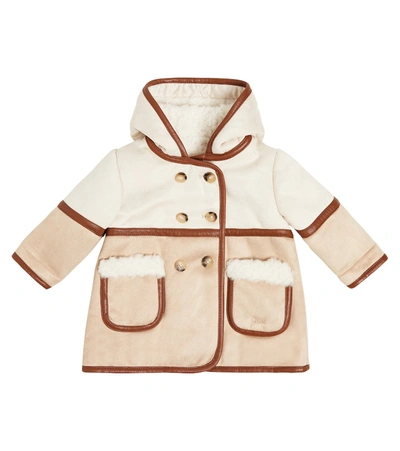 Chloé Babies' 人造羊毛皮衬里大衣 In Beige