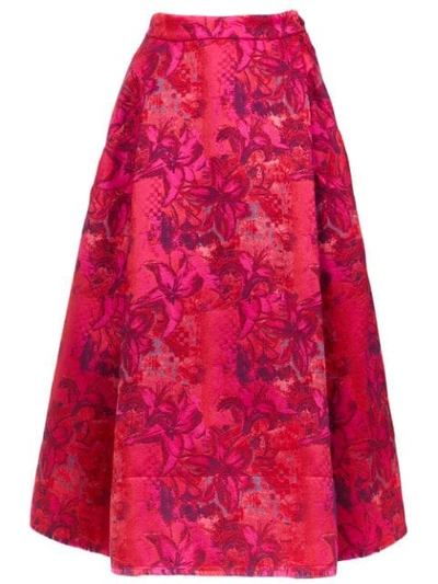 À La Garçonne Brocade Maxi Skirt - Floral Pink