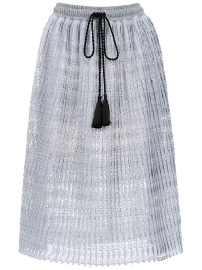 À La Garçonne Lace Midi Skirt In Grey