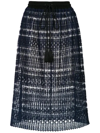 À La Garçonne Lace Midi Skirt In Blue