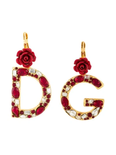 Dolce & Gabbana Gold-plated, Enamel And Crystal Earrings In Metallic