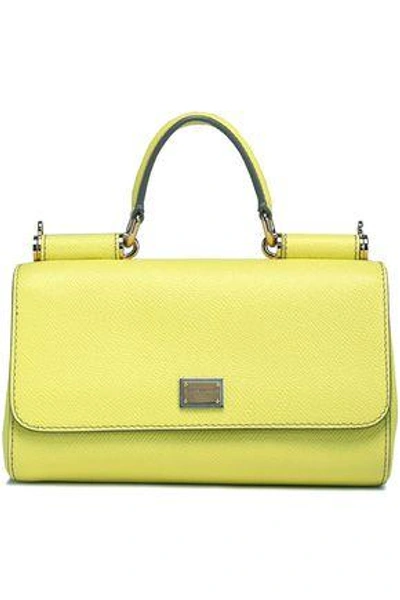 Dolce & Gabbana Woman Miss Sicily Textured-leather Shoulder Bag Pastel Yellow