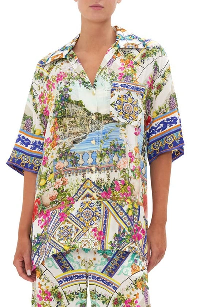 Camilla Graphic-print Silk Shirt In Amalfi Amore