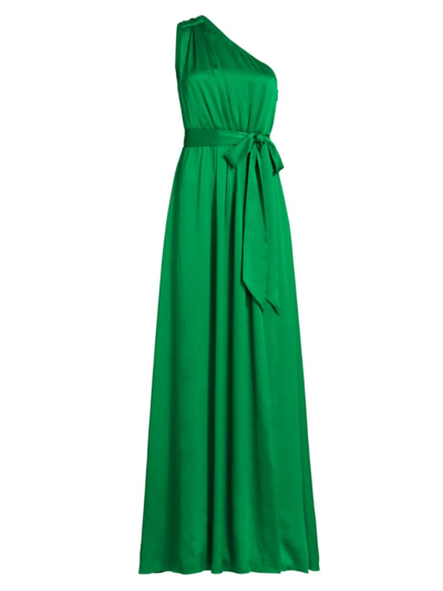 ml Monique Lhuillier Women's Ivy Satin One-shoulder Maxi Dress In Green