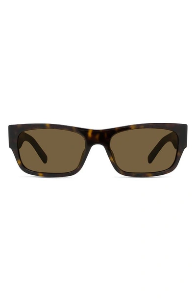 Givenchy Men's 4g 56mm Rectangular Sunglasses In Dark Havana Roviex