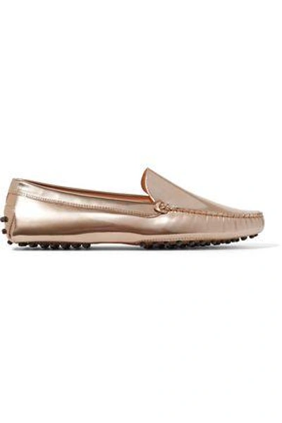 Tod's Metallic Patent-leather Loafers In Gold