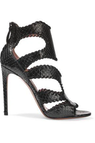 Alaïa Whipstitched Python Sandals In Black
